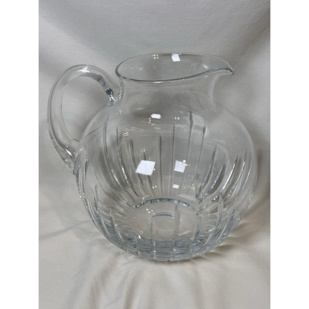 Block Hand Cut Crystal Pitcher 70oz Round‎ Water Juice Decanter Poland